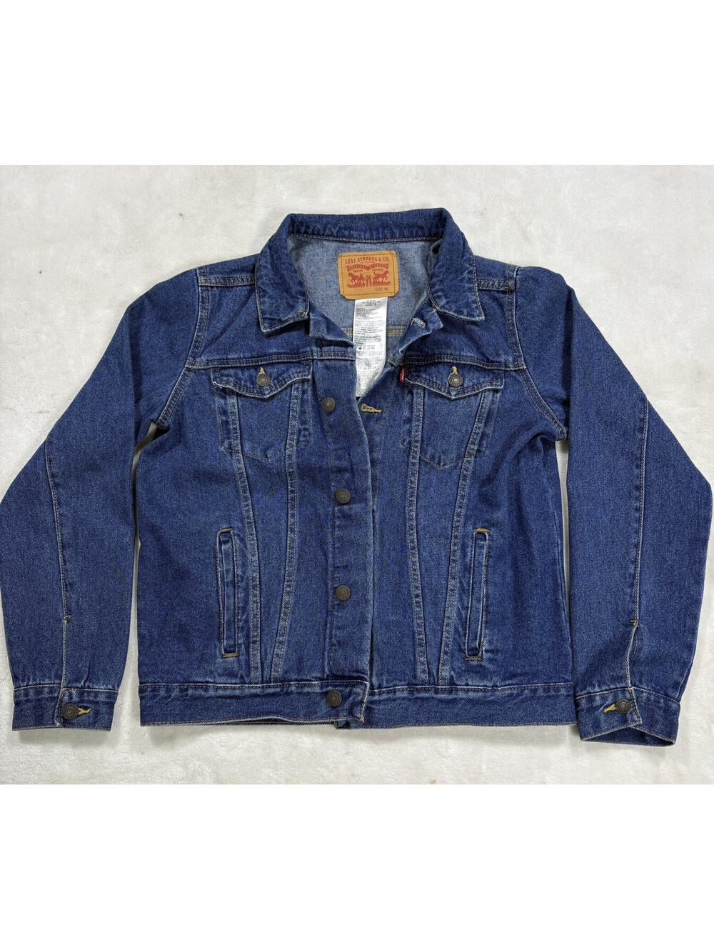 Levi's Kids XL 13-15 Blue Denim Trucker Jacket Cotton Button Front 163-175 cm